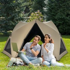 6-Sided Pop-up Family Tent with Rainfly Skylight 3 Doors and Windows 6-Sided Pop-up Family Tent with Rainfly Skylight 3 Doors and Windows